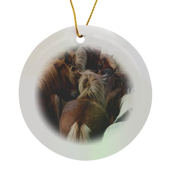 3drose, Herd of Icelandic Horse., Circle Porcelain Ornament