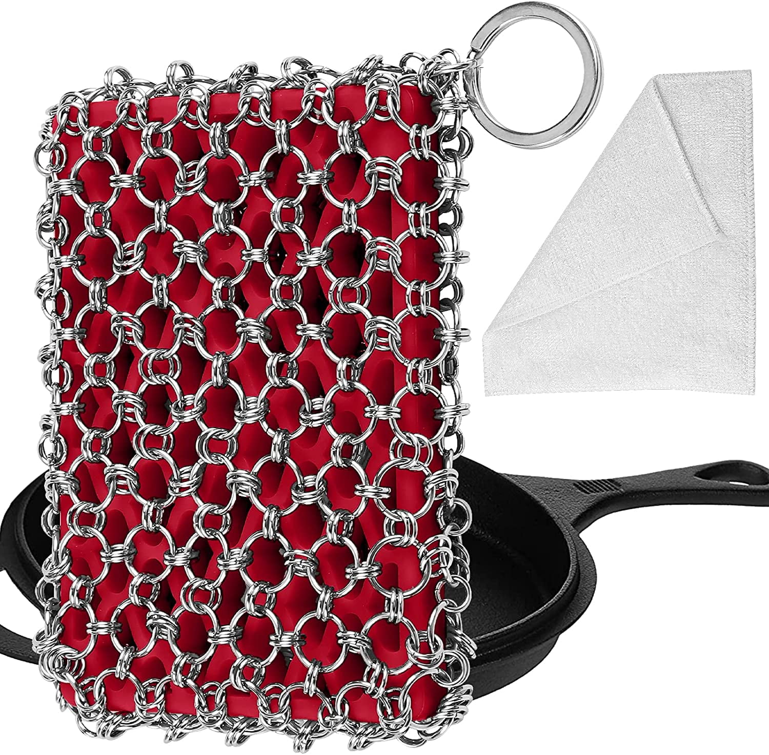 Kitcheniva Cast Iron Skillet Cleaner Chainmail Scrubber With Hanging Ring -  Round, 1 pc - Foods Co.