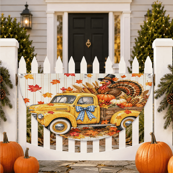Herdesigns 2 x 4 Ft Fall Bunting Flag, Thinksgiving Turkey Truck Half ...