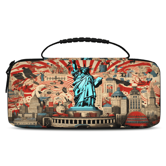 Herdesigns 4th of July Carry Case Compatible with Nintendo Switch 2, with 20 Game Card Slots, Patriotic Independence Day Portable Travel Carrying Case Pouch for Accessories & Games