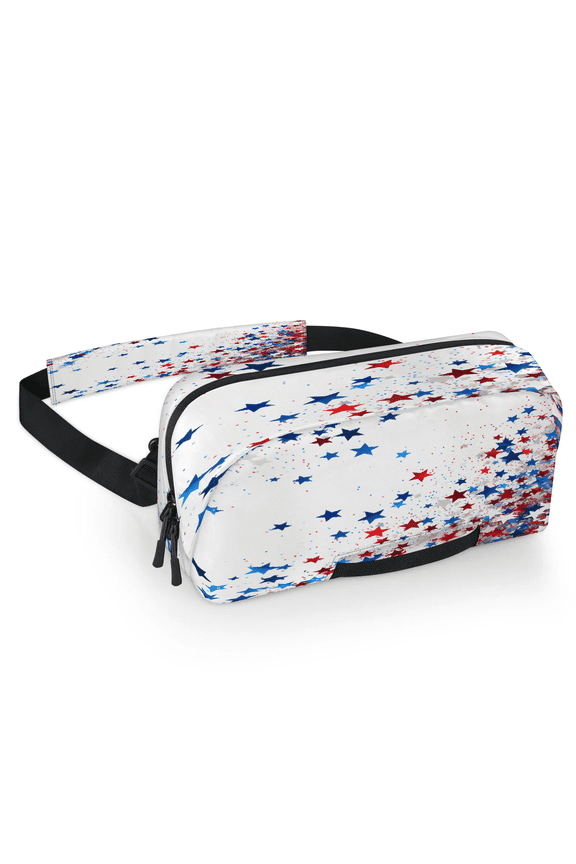 4th of July Carrying Case Bag for Gaming Console, Waterproof Travel Crossbody Sling Bag Compatible with Nintendo Switch 2, Adjustable Shoulder Strap Chest Bag, Patriotic Star American