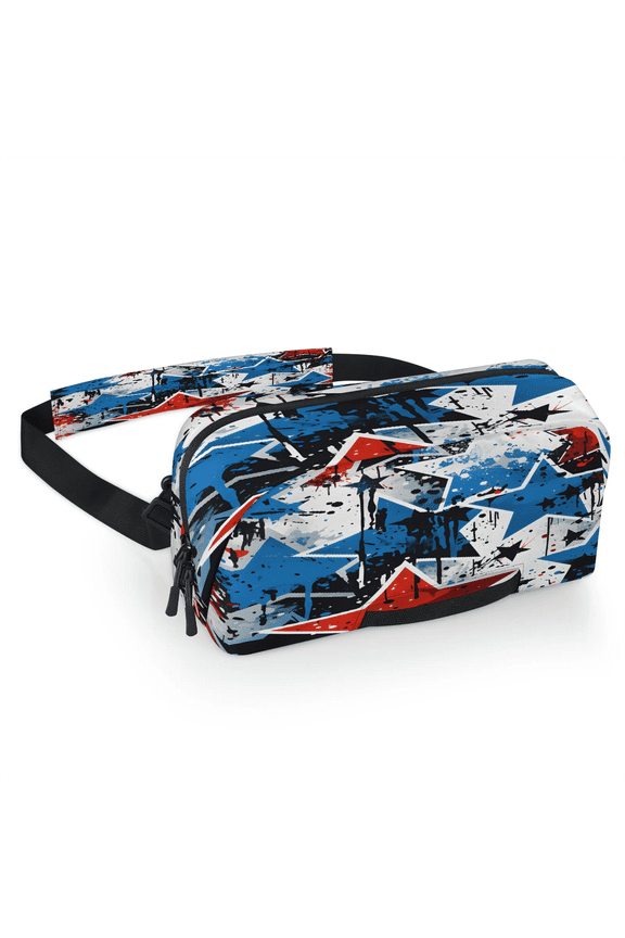 4th of July Carrying Case Bag for Gaming Console, Waterproof Travel Crossbody Sling Bag Compatible with Nintendo Switch 2, Adjustable Shoulder Strap Chest Bag, Memorial Day Blue Red Star