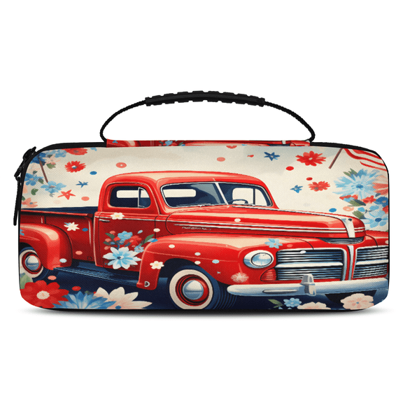 Herdesigns 4th of July Truck Carry Case Compatible with Nintendo Switch 2, with 20 Game Card Slots, Independence Day Portable Travel Carrying Case Pouch for Accessories & Games