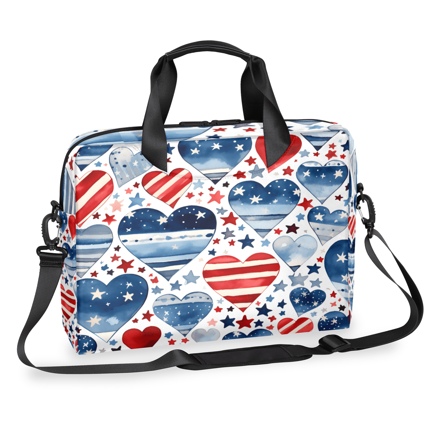 Herdesigns 4th Of July Heart Laptop Bag for Women Men, Computer Case Briefcase Messenger Bags, 15-15.6 inch Laptop Sleeve Shoulder Bag