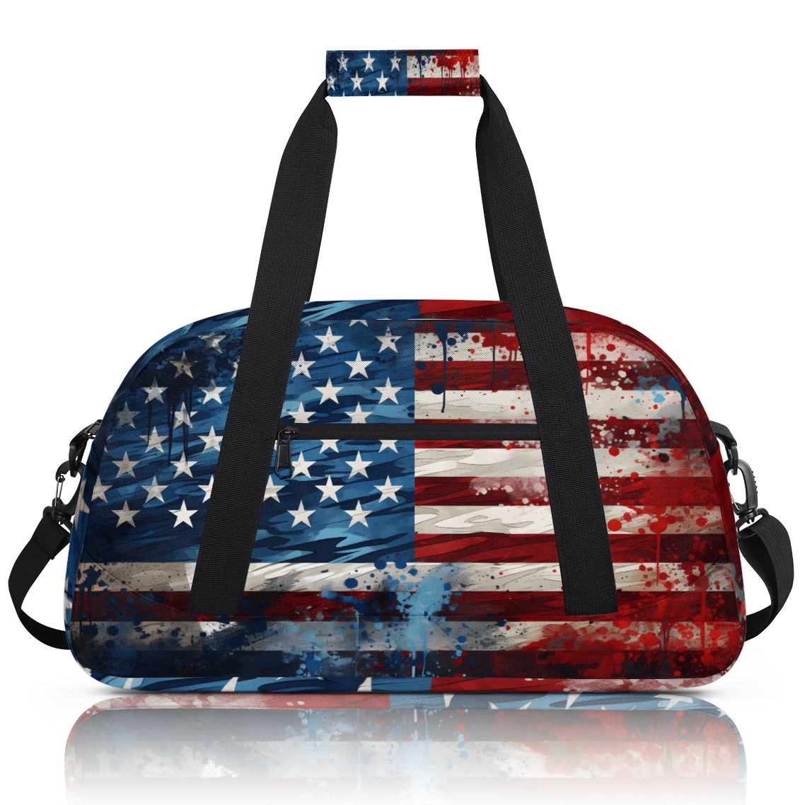 Herdesigns 4th of July Sports Duffle Bag for Women & Men, Memorial Day USA Flag Gym Bag Dance Bag Overnight Bag Carry On Weekender Travel Bag
