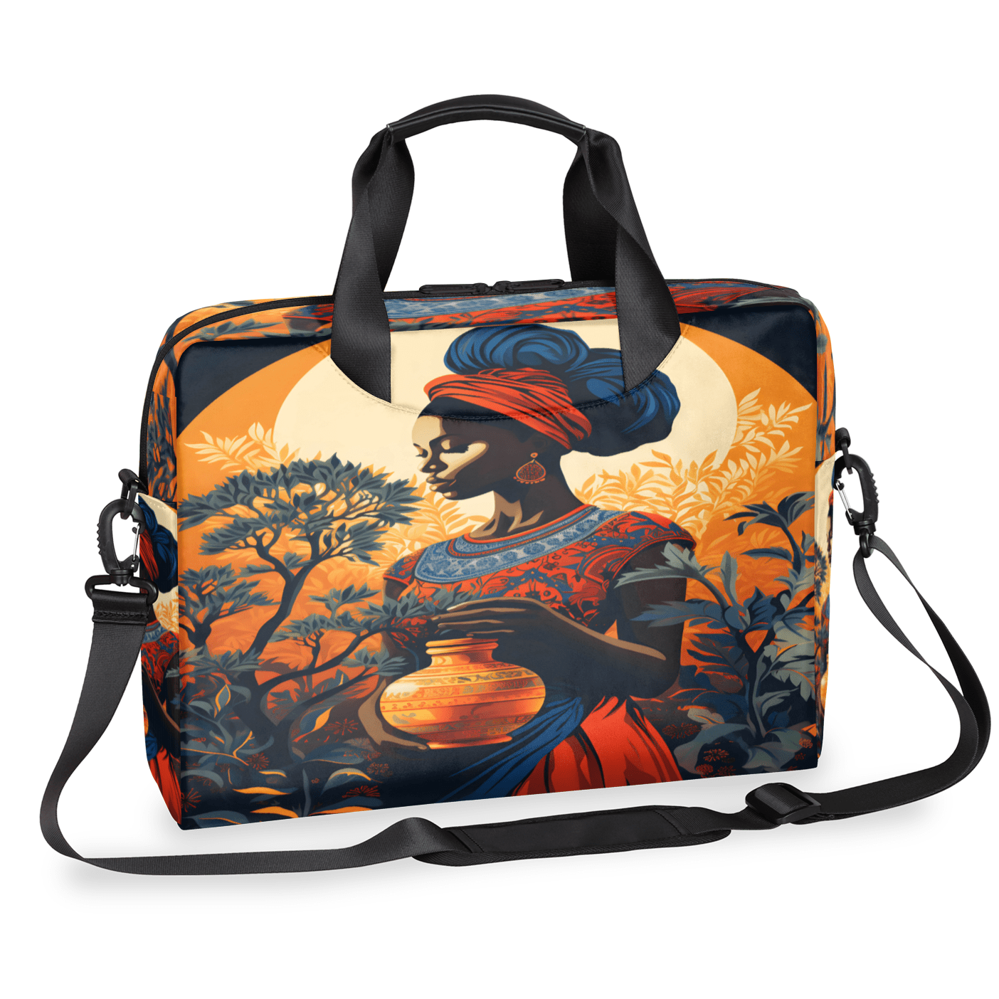 Herdesigns African American Black Women Laptop Bag for Women Men, Computer Case Briefcase Messenger Bags, 15-15.6 inch Laptop Sleeve Shoulder Bag