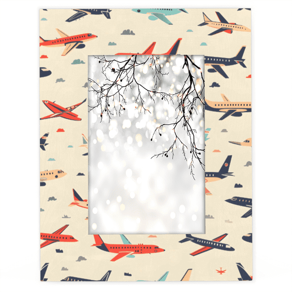 Herdesigns Airplane 4x6 Picture Frame Wood Photo Frame Table Display or Wall Hanging Decoration for Vertical or Horizontal Display