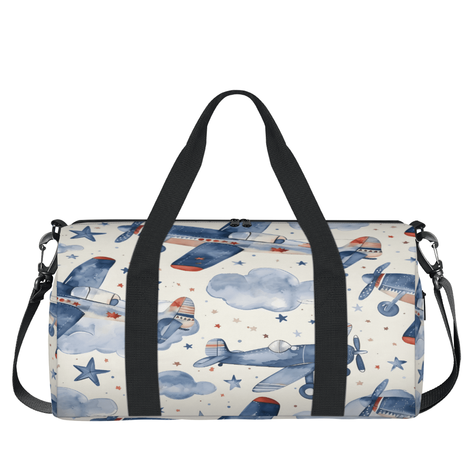 Herdesigns Airplane Aircraft Travel Duffle Bag Sports Yoga Weekender Overnight Carry on Workout Bags Lightweight Waterproof Gym Tote Bag for Women