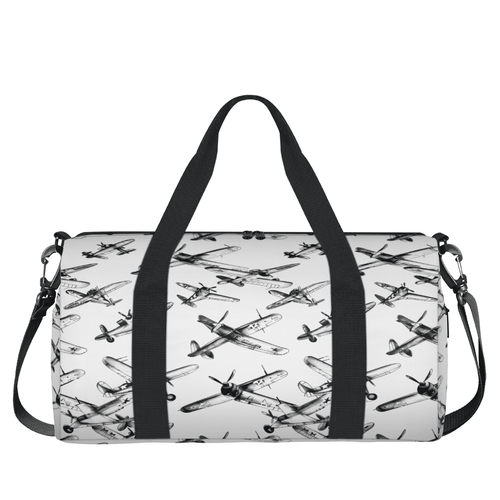 Herdesigns Airplane Pattern Travel Duffle Bag Sports Yoga Weekender Overnight Carry on Workout Bags Lightweight Waterproof Gym Tote Bag for Women