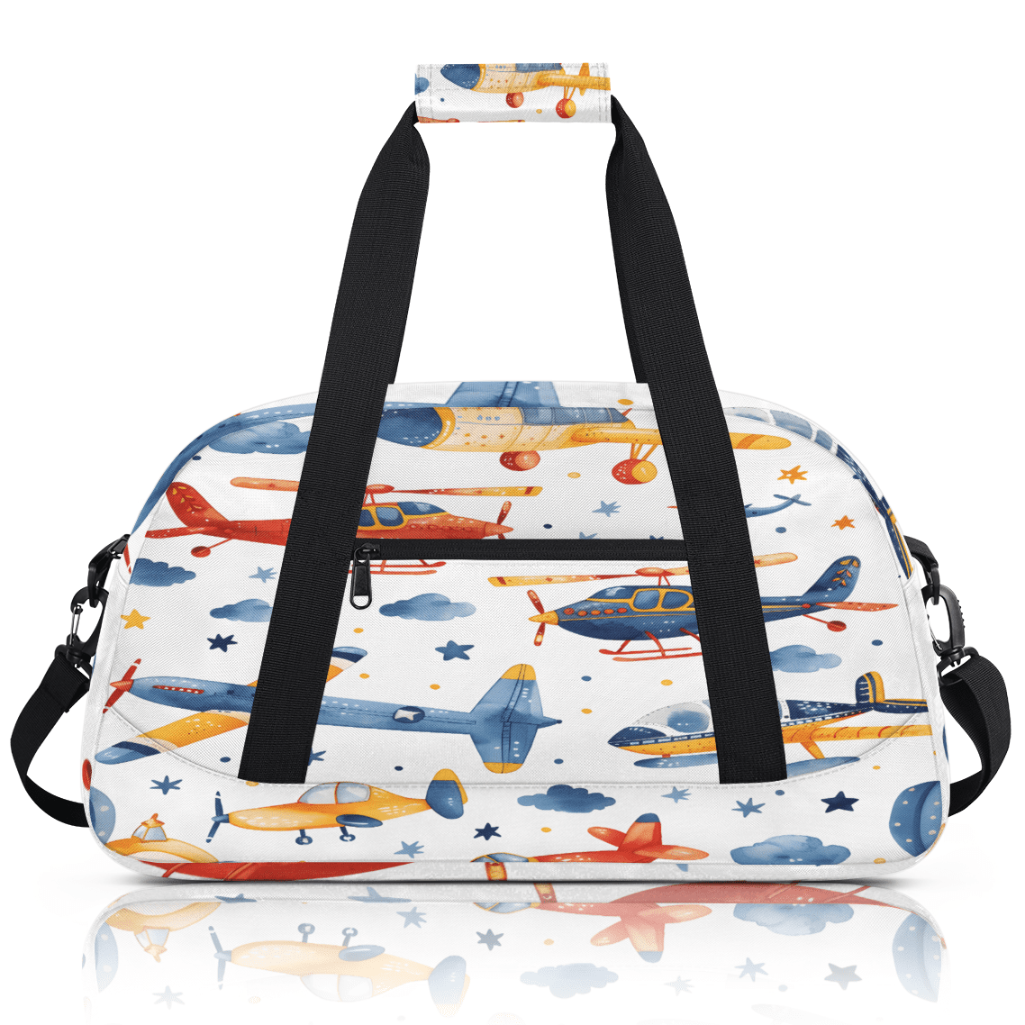 Herdesigns Airplane Sports Duffle Bag for Women & Men, Cartoon Gym Bag Dance Bag Overnight Bag Carry On Weekender Travel Bag