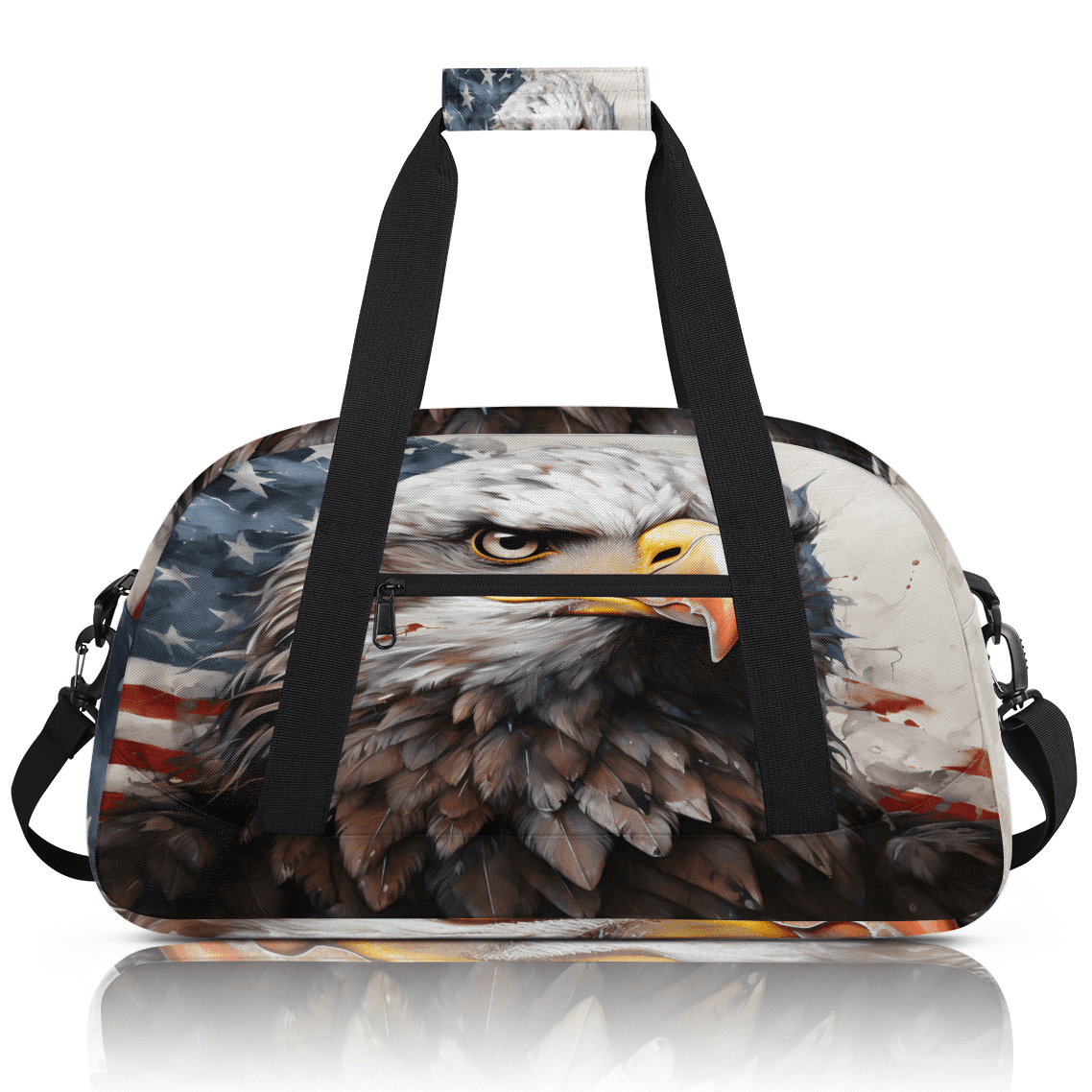 Herdesigns America Eagles Sports Duffle Bag for Women & Men, American Flag Gym Bag Dance Bag Overnight Bag Carry On Weekender Travel Bag