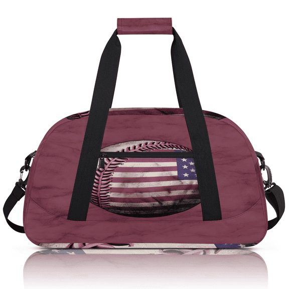 Herdesigns American Baseball Sports Duffle Bag for Women & Men, Baseball Gym Bag Dance Bag Overnight Bag Carry On Weekender Travel Bag
