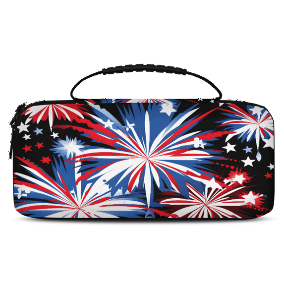 Herdesigns American Fireworks Carry Case Compatible with Nintendo Switch 2017 & Oled 2021, with 20 Game Card Slots, 4th of July Portable Travel Carrying Case Pouch for Accessories & Games
