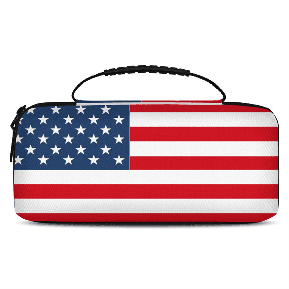 Herdesigns American Flag Carry Case Compatible for Nintendo Switch OLED Model 2021/Switch 2017, Protective Travel Switch Carrying Case with 20 Game Card Slots for Switch Console & Accessories