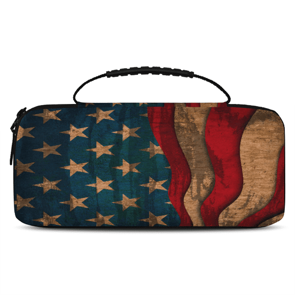 Herdesigns American Flag Carrying Case for Nintendo Switch OLED Model 2021 & Switch 2017 with 20 Game Card Slots, Portable Travel Carry Case for Accessories and Console