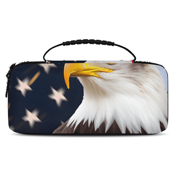 Herdesigns American Flag Eagles Carry Case Compatible with Nintendo Switch 2, with 20 Game Card Slots, 4th of July Portable Travel Carrying Case Pouch for Accessories & Games
