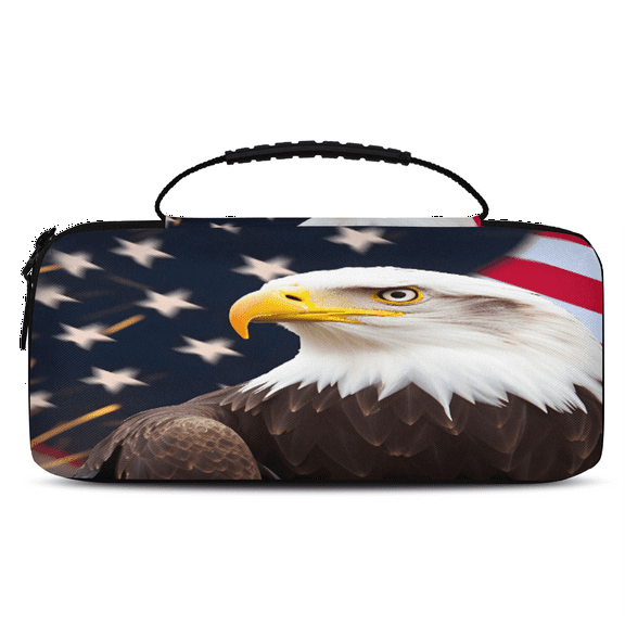 Herdesigns American Flag Eagles Carry Case Compatible with Nintendo Switch 2017 & Oled 2021, with 20 Game Card Slots, 4th of July Portable Travel Carrying Case Pouch for Accessories & Games