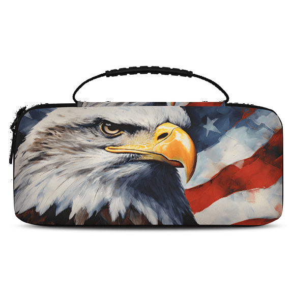 Herdesigns American Flag Eagles Carrying Case for Nintendo Switch OLED Model 2021 & Switch 2017 with 20 Game Card Slots, Portable Travel Carry Case for Accessories and Console