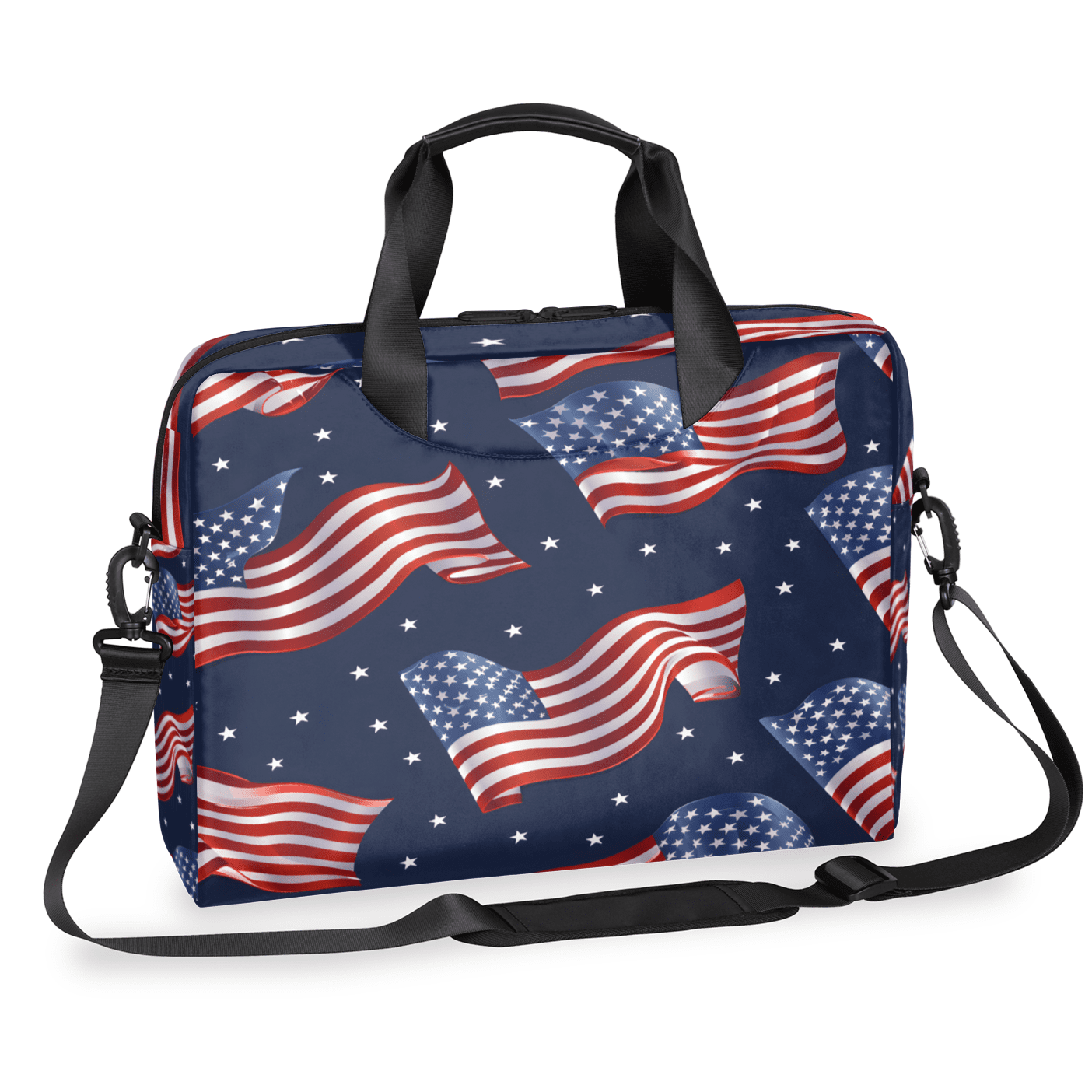 Herdesigns American Flag Laptop Bag for Women Men, Computer Case Briefcase Messenger Bags, 15-15.6 inch Laptop Sleeve Shoulder Bag