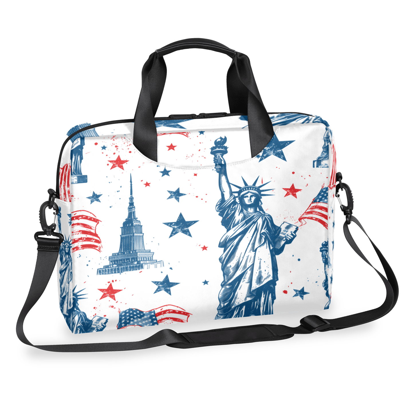 Herdesigns American Flag Laptop Bag for Women Men, Computer Case Briefcase Messenger Bags, 15-15.6 inch Laptop Sleeve Shoulder Bag