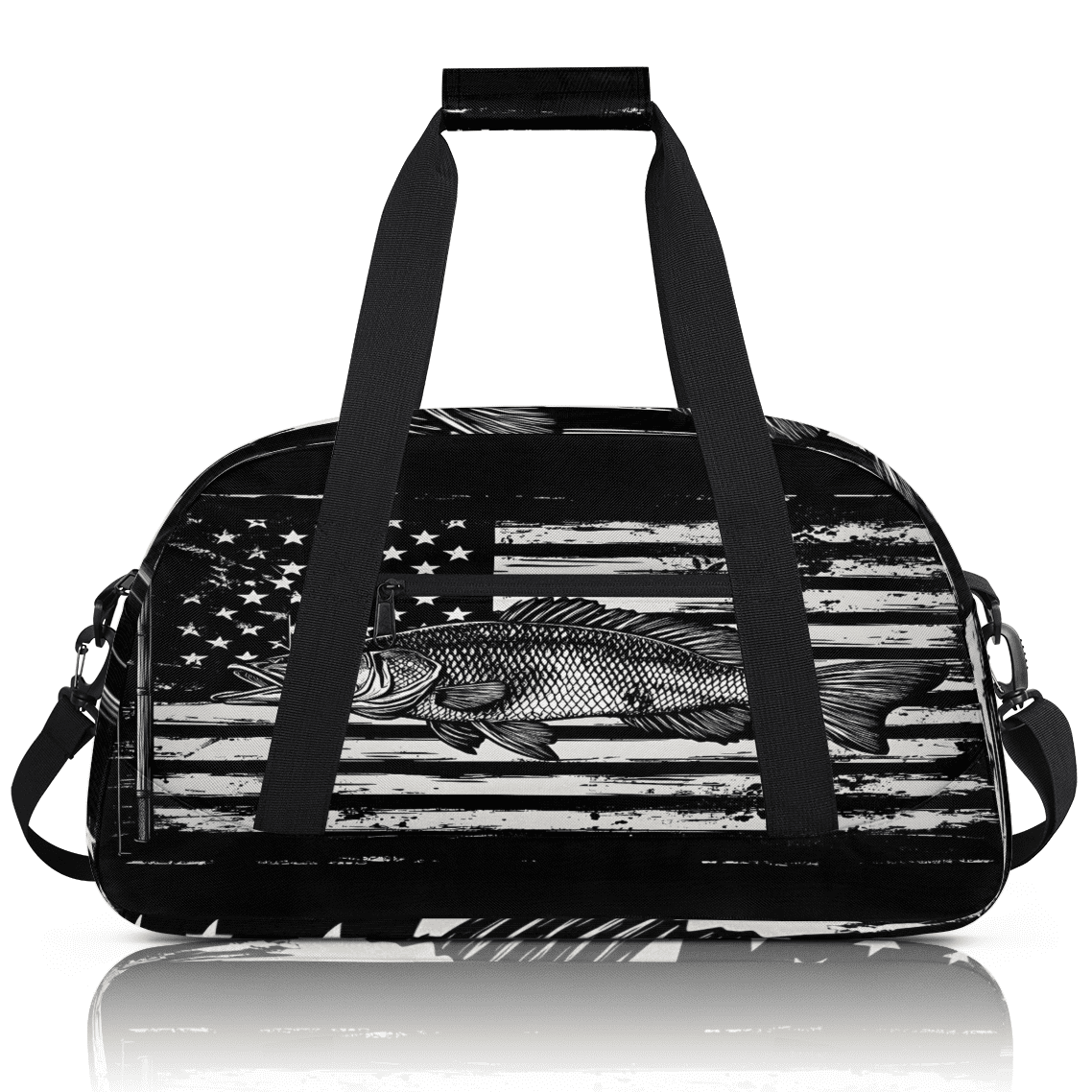 Herdesigns American Flag Sports Duffle Bags Travel Duffle Bag Gym Bag Bass Fish Weekender Travel Bag Waterproof Overnight Bag Carry On Travel Tote Bag Dance Bags