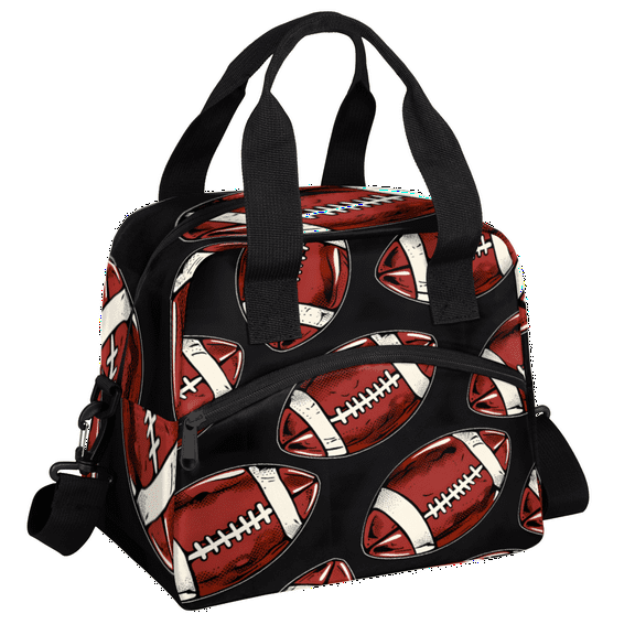 Herdesigns American Football Insulated Lunch Bag for Women Men Adults Large Reusable Lunch Box Rugby Leakproof Cooler Tote Bags with Adjustable Shoulder Strap