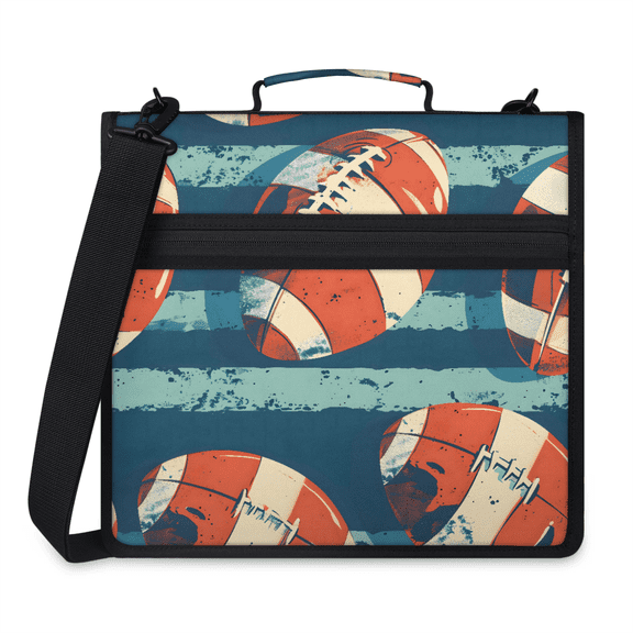 Herdesigns American Football Zipper Binder with Shoulder Strap, Waterproof 1.5 Inch 3 D-Ring Binder Organizer Bag, Fits 13 Inch Laptop for Work,