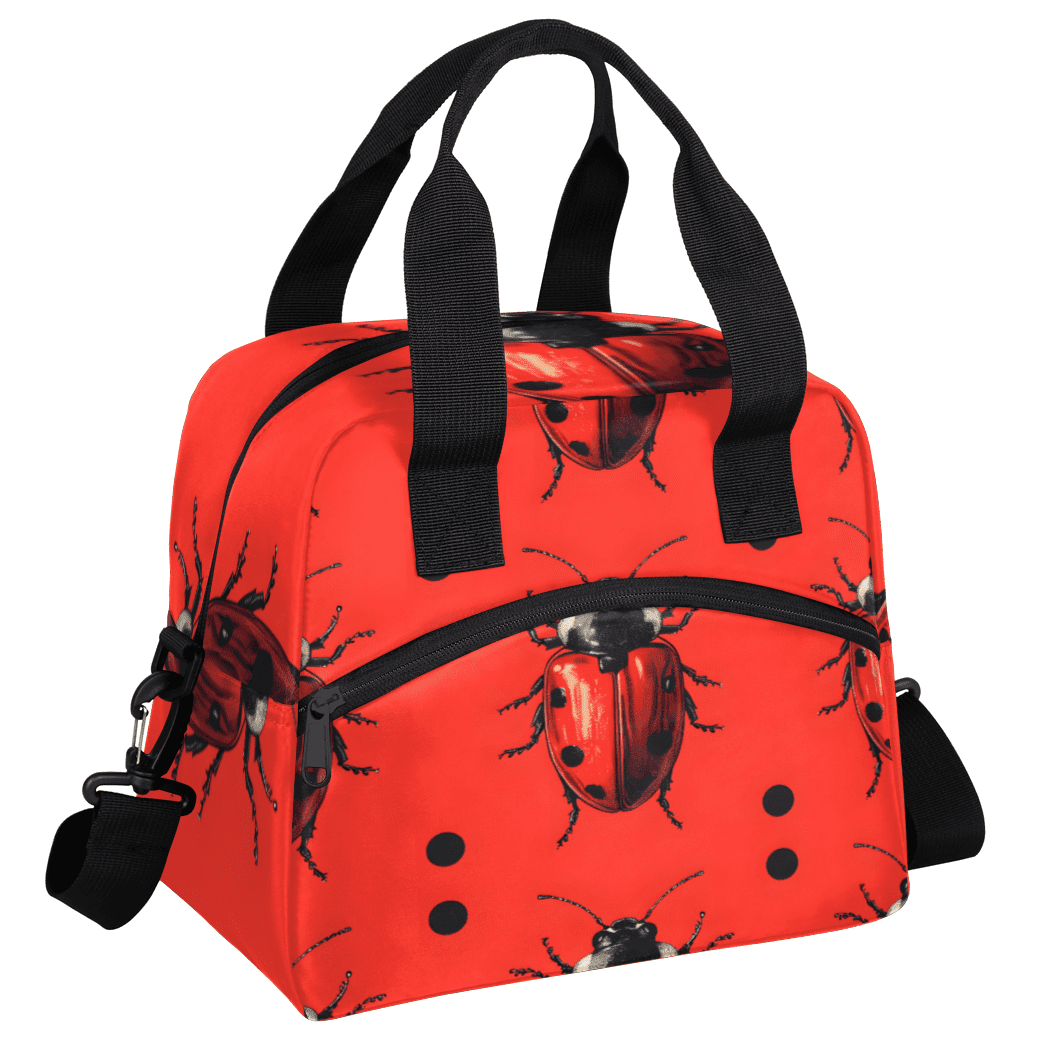 Herdesigns Animal Insulated Lunch Bag for Women Men Adults Large Reusable Lunch Box Cute Ladybugs Leakproof Cooler Tote Bags with Adjustable Shoulder Strap