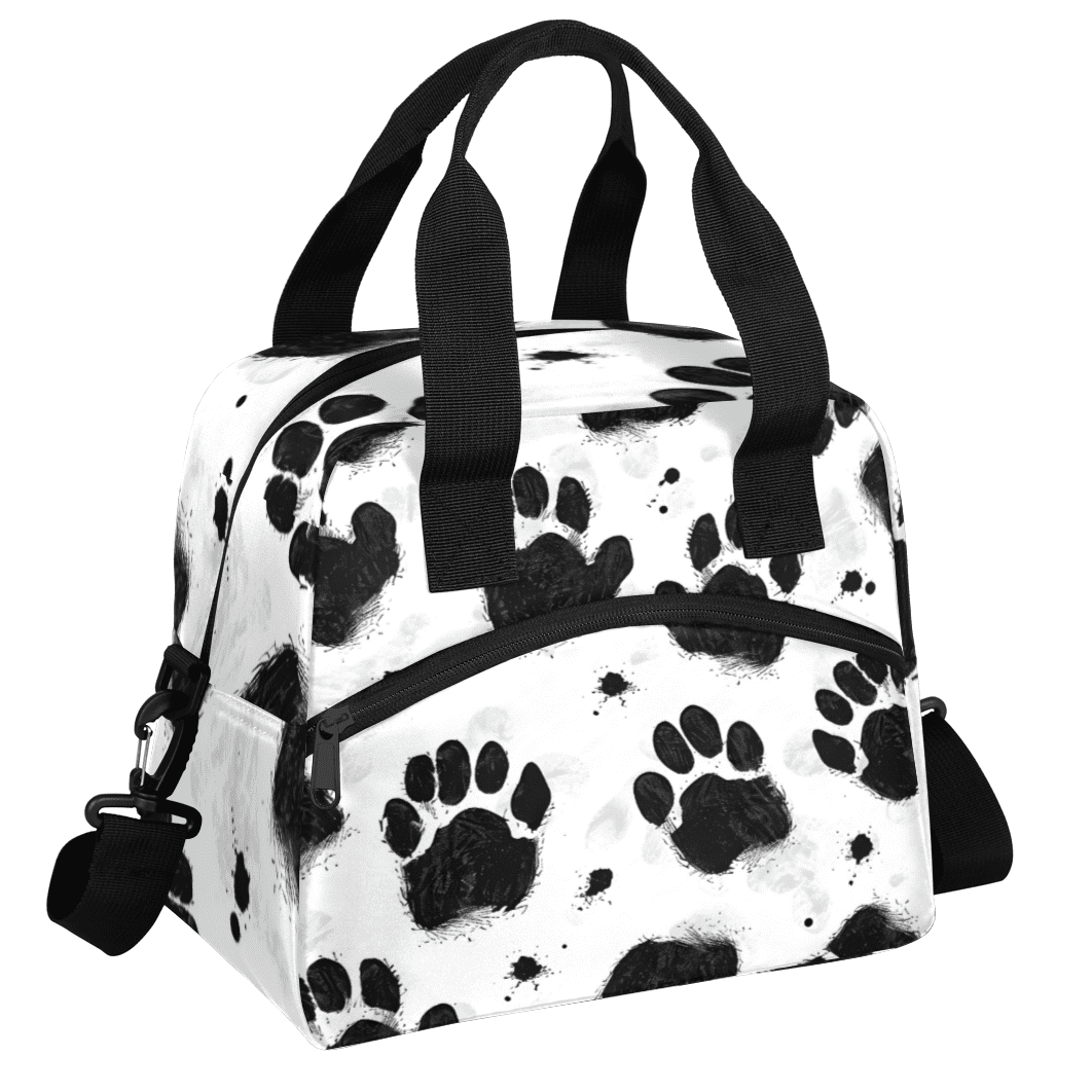 Herdesigns Animal Paw Prints Insulated Lunch Bag for Women Men Adults Large Reusable Lunch Box Dog Paw Leakproof Cooler Tote Bags with Adjustable Shoulder Strap