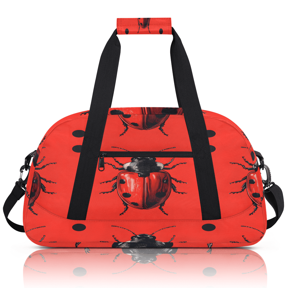Herdesigns Animal Sports Duffle Bag for Women & Men, Cute Ladybugs Gym Bag Dance Bag Overnight Bag Carry On Weekender Travel Bag