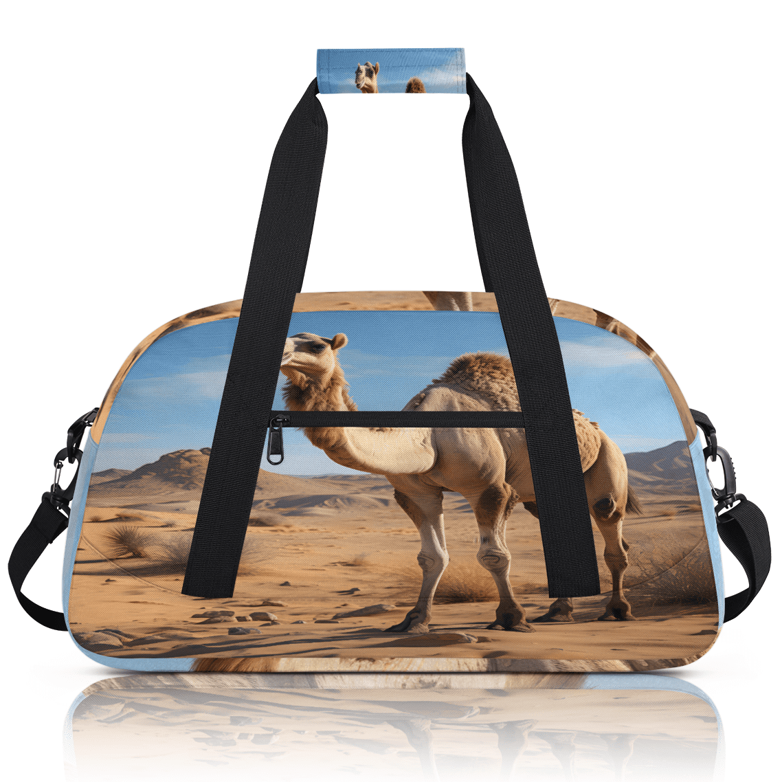Herdesigns Animals Camel Sports Duffle Bag for Women & Men, Wildlife Animal Gym Bag Dance Bag Overnight Bag Carry On Weekender Travel Bag