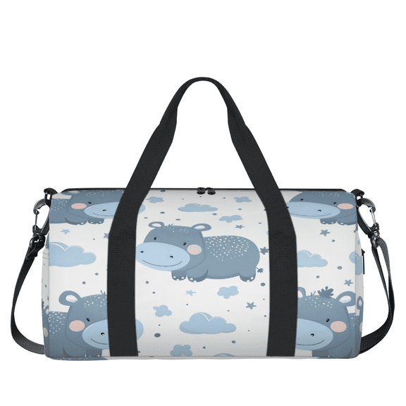 Herdesigns Animals Hippo Travel Duffle Bag Sports Yoga Weekender Overnight Carry on Workout Bags Lightweight Waterproof Gym Tote Bag for Women