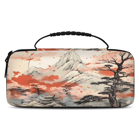 Herdesigns Asian Japanese Chinese Carrying Case for Nintendo Switch OLED Model 2021 & Switch 2017 with 20 Game Card Slots, Portable Travel Carry Case for Accessories and Console