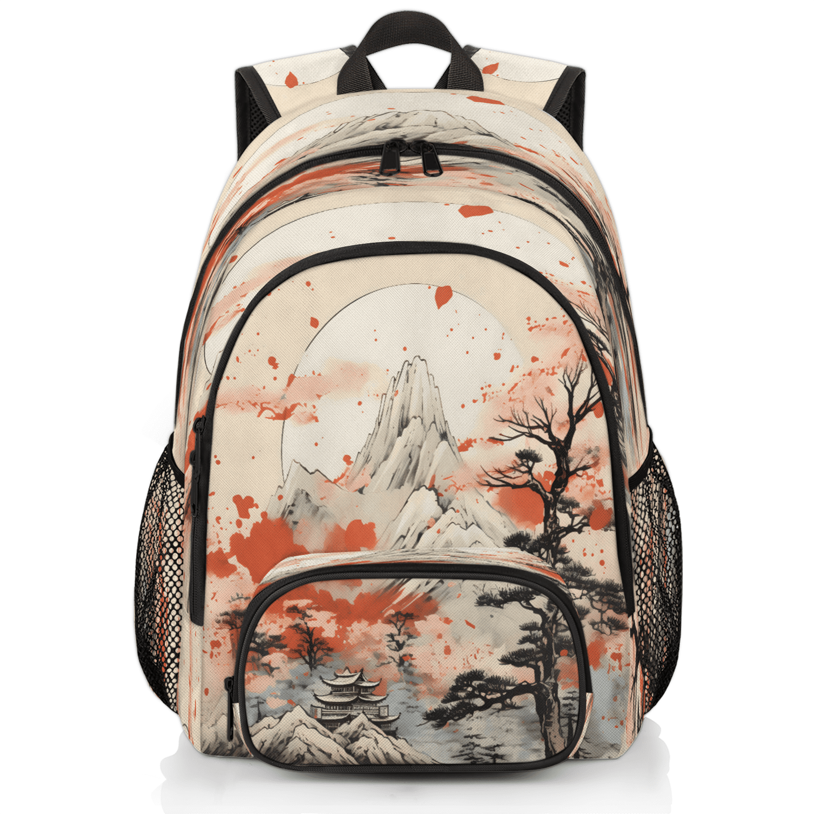 Japanese Design Backpack Herdesigns Asian Japanese Chinese Laptop Backpack for Women Men, 18.3 ...