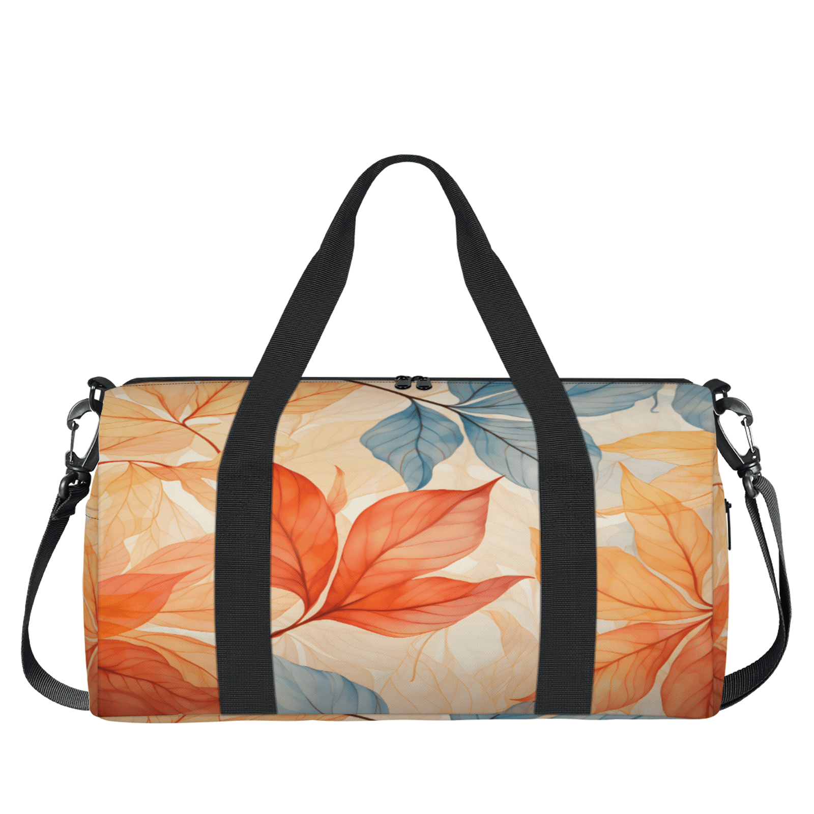 Herdesigns Autumn Fall Leaves Travel Duffle Bag Sports Yoga Weekender Overnight Carry on Workout Bags Lightweight Waterproof Gym Tote Bag for Women