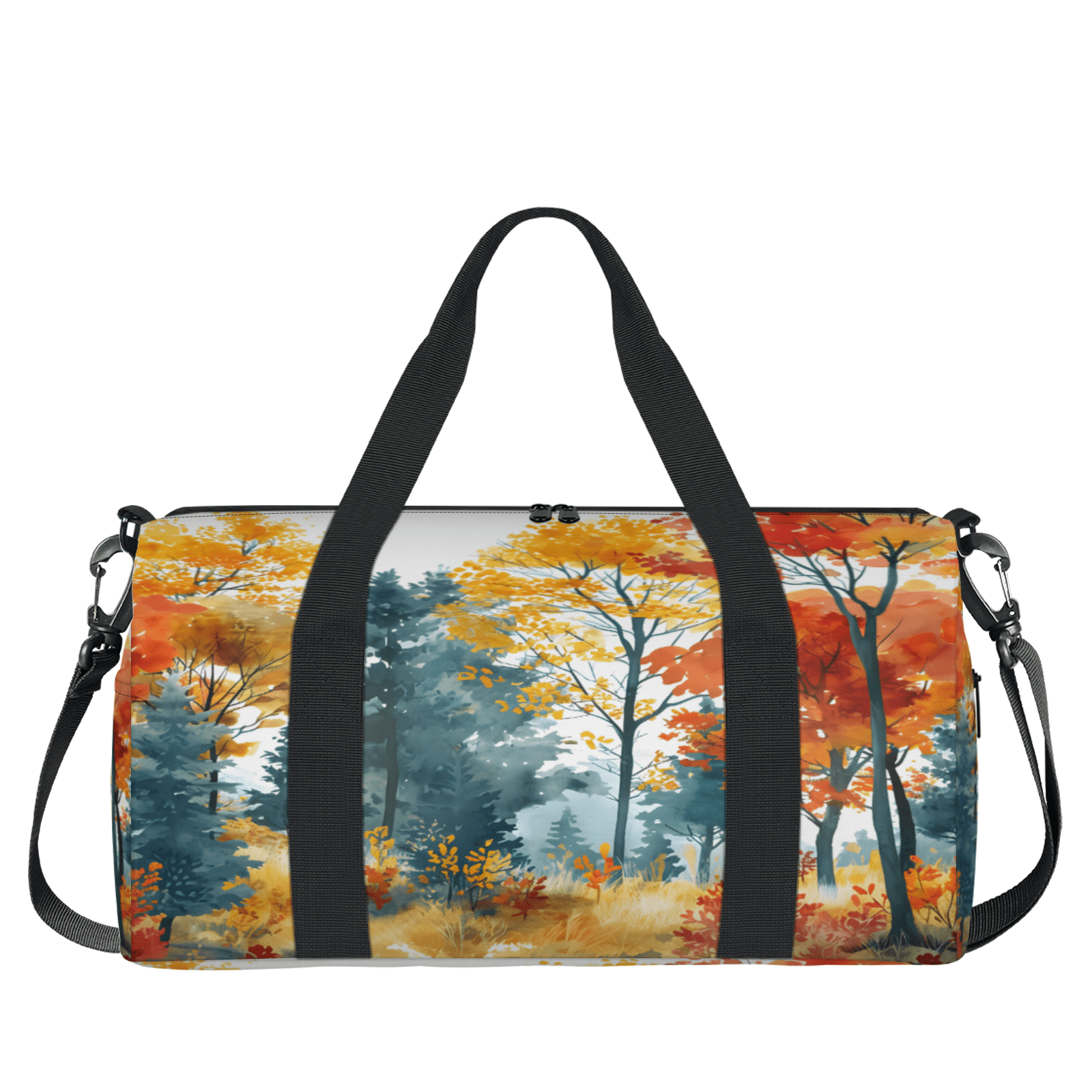 Herdesigns Autumn Forest Tree Travel Duffle Bag Sports Yoga Weekender Overnight Carry on Workout Bags Lightweight Waterproof Gym Tote Bag for Women
