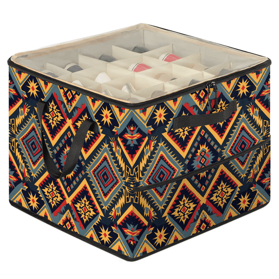 Herdesigns Aztec Shoe Storage Organizer for Closet, Foldable Shoe Storage Box with Clear Lid & Adjustable Dividers, Space Saving Shoes Holder, Shoe Containers
