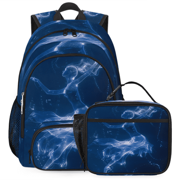 Herdesigns Ballerina Backpack with Lunch Box Art Lightweight Large Travel Work Laptop Backpacks Set Casual Daypacks