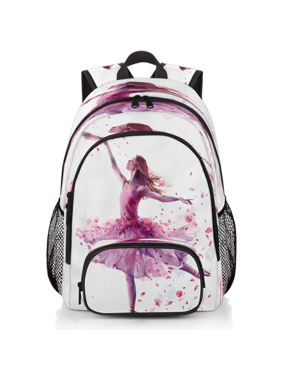 Ballet Dancer Laptop Backpack for Women Men, 18.3 Inch Travel Work Backpacks, Ballerina Theme Waterproof Computer Casual Daypack Nurse Teacher Bags