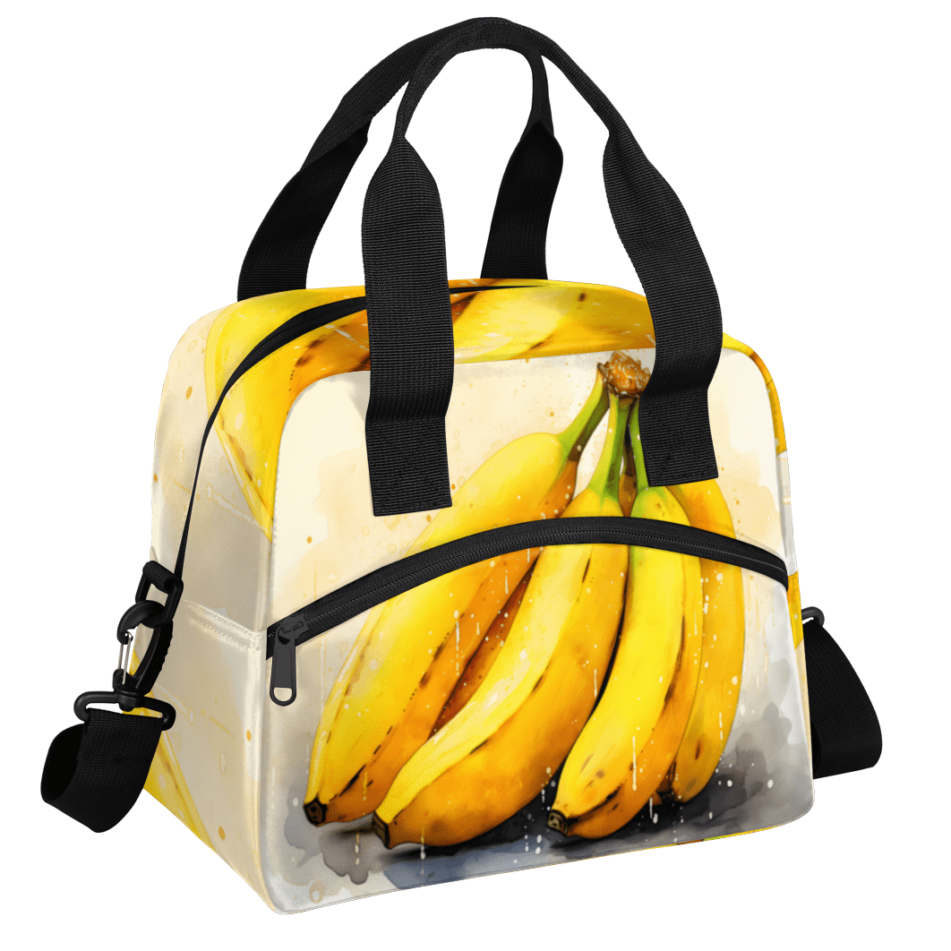Herdesigns Banana Insulated Lunch Bag for Women Men Adults Large Reusable Lunch Box Fruits Modern Leakproof Cooler Tote Bags with Adjustable Shoulder Strap