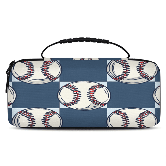 Herdesigns Baseball Carry Case Compatible with Nintendo Switch 2017 & Oled 2021, with 20 Game Card Slots, Baseball Print Portable Travel Carrying Case Pouch for Accessories & Games