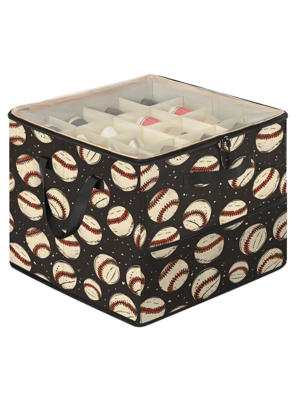 Baseball Cool Sports Shoe Organizer for Closet, Large Shoe Storage Box, Stackable, Space Saving, Foldable, Ball Shoes Organizer Bin with Clear Cover, 4 Reinforced Handles