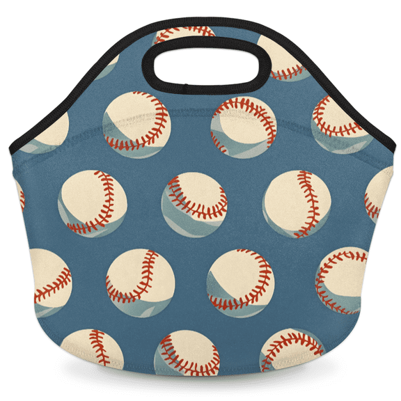 Herdesigns Baseball Insulated Lunch Bag Neoprene Lunch Box for Women Men Soft Cooler Bag Washable Lunch Tote for Work Outdoor Picnic