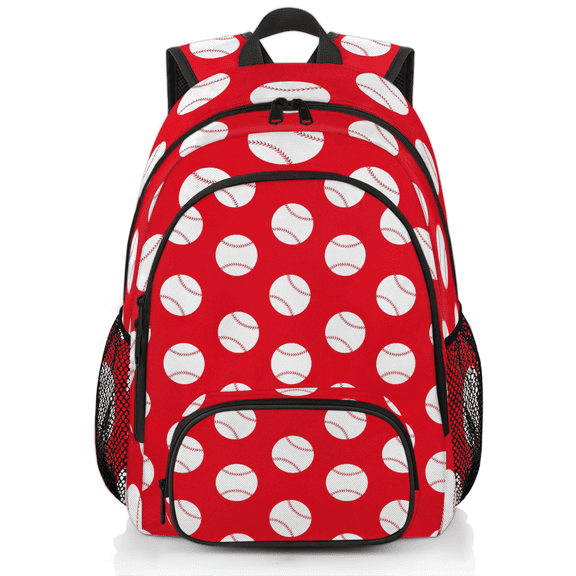 Herdesigns Baseball Red Travel Laptop Backpack, Waterproof Computer Bag for Women Men Adult, 18.3 Inch Large Work Nurse Teacher Bags Casual Daypack