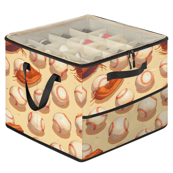 Herdesigns Baseball Shoe Organizer for Closet, Large Shoe Storage Box, Stackable, Space Saving, Foldable, Ball Game Shoes Organizer Bin with Clear Cover, 4 Reinforced Handles