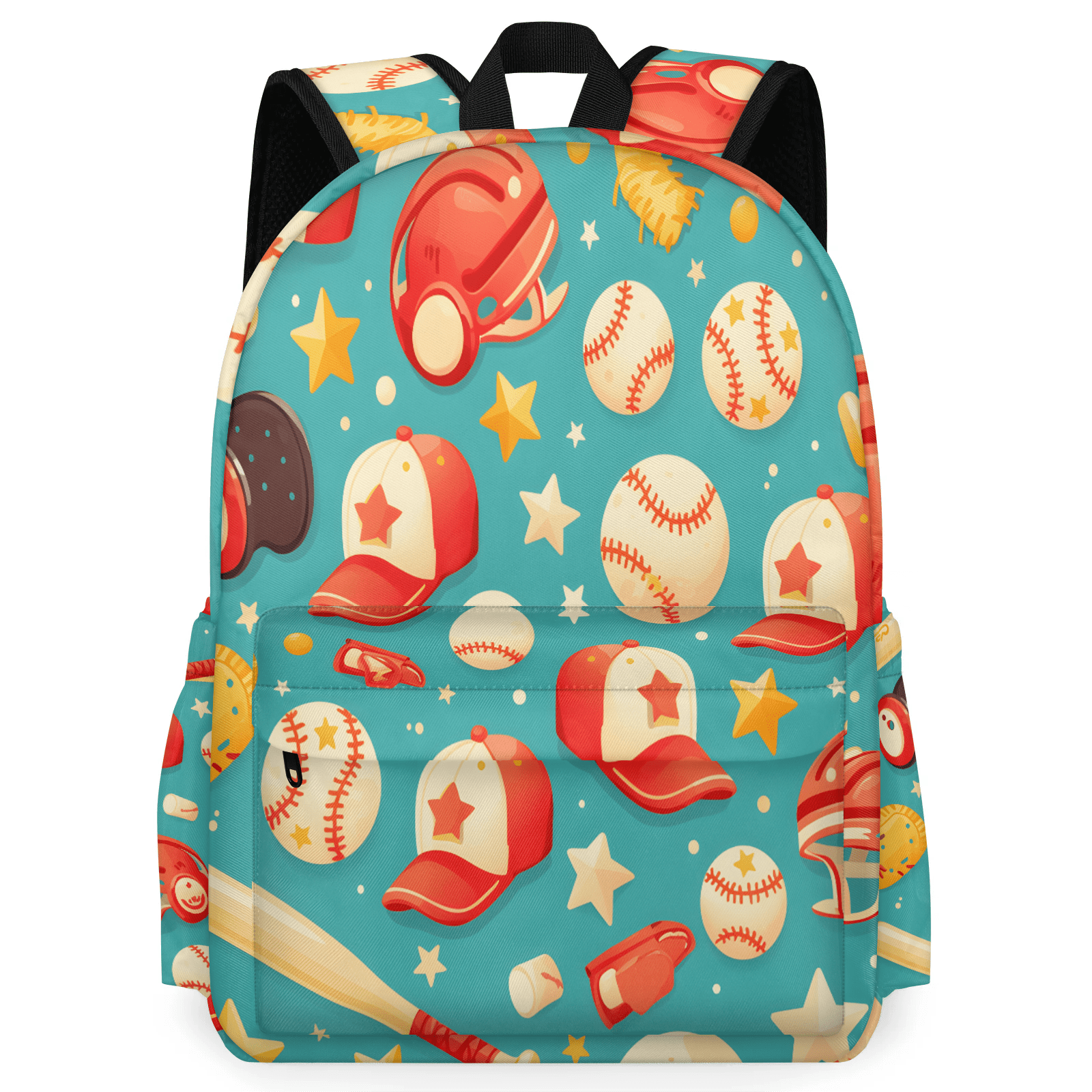 Herdesigns Baseball Sport Travel Backpack 16.3 Inch Casual Laptop Backpack for Men Women Adults Daily Daypack for Work Commuter, Baseball Cap Bat