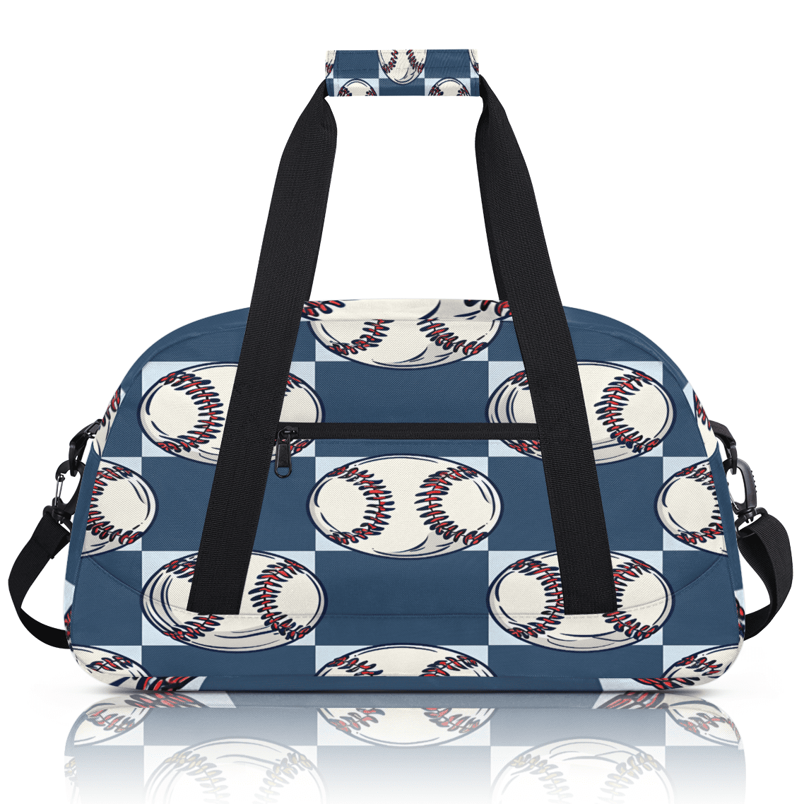Herdesigns Baseball Sports Duffle Bag for Women & Men, Baseball Print Gym Bag Dance Bag Overnight Bag Carry On Weekender Travel Bag