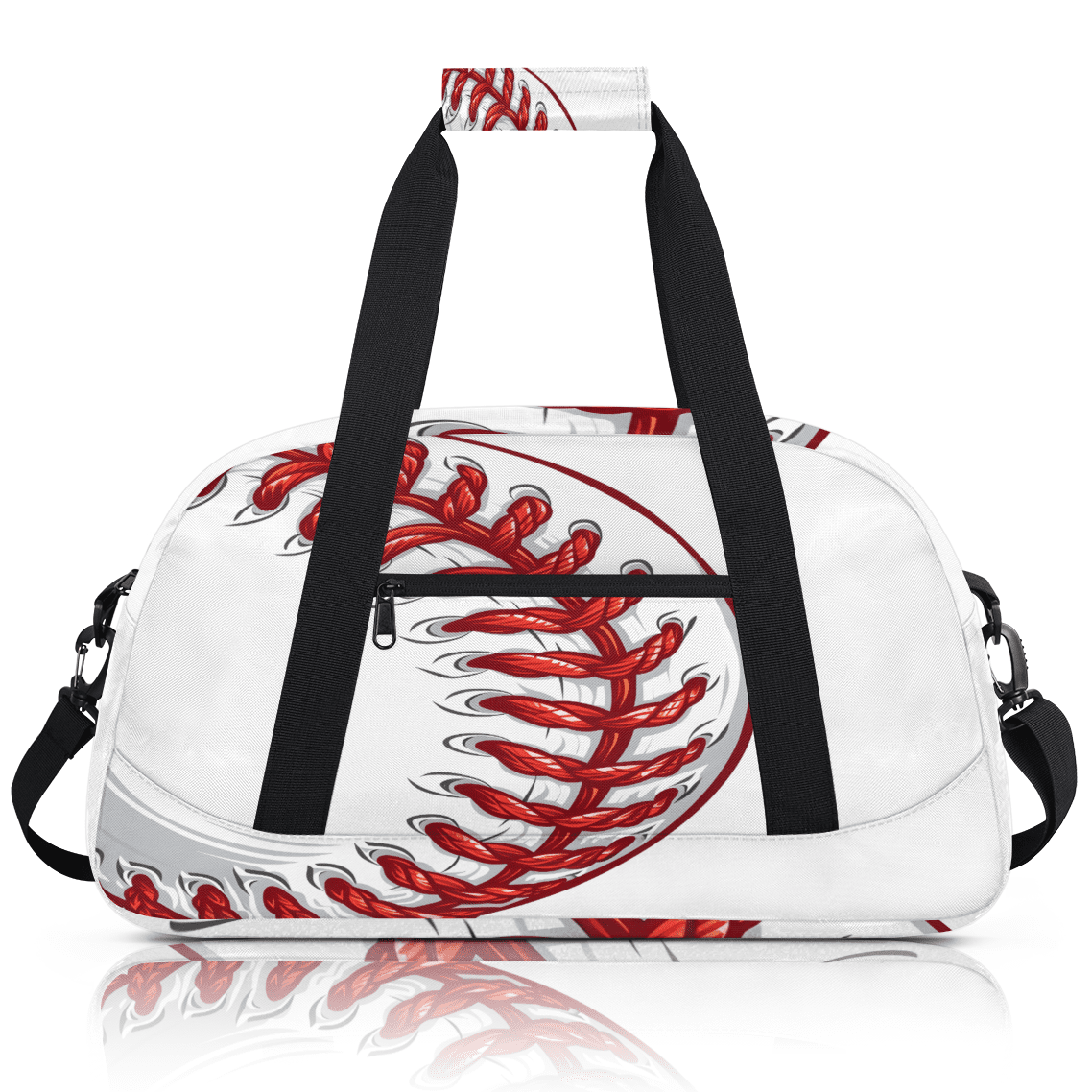 Herdesigns Baseball Sports Duffle Bag for Women & Men, Red Ball Sports Gym Bag Dance Bag Overnight Bag Carry On Weekender Travel Bag