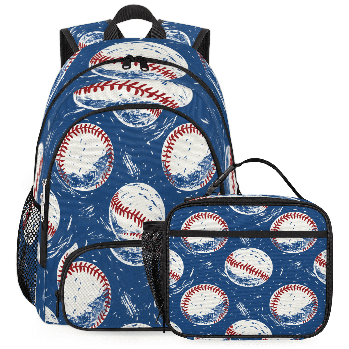 Herdesigns Baseball Sports Large Backpack Set with Lunch Box Lightweight Water Resistant Travel Laptop Backpacks Casual Daypacks for Women Men