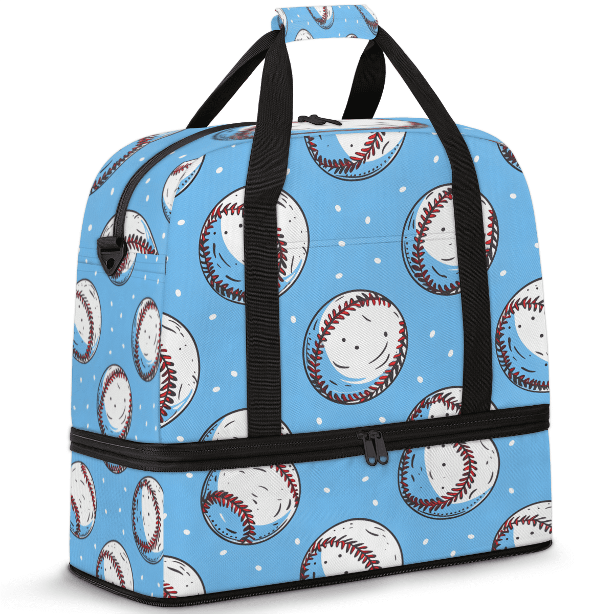 Herdesigns Baseball Sports Travel Duffel Bag with Shoe Compartment Cool Ball Large Foldable Waterproof Weekend Overnight Bag for Beach Swim Pool Bags Sports Gym
